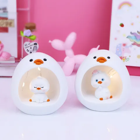Süße Harz Ente Nachtlicht Eierschale Cartoon LED Nachttischlampe Weiches Licht Schlaf Begleiten Tischlampe Für Kinder Schlafzimmer Geburtstag Geschenk Dekorative Lampe