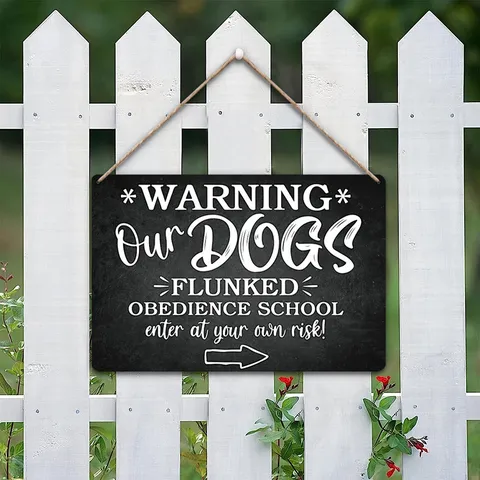Amerikanischer Landhausstil Holzhängeschild Lustiges Hundewarnungszitat Wanddekoration Für Bar Zuhause Büro Holztafel