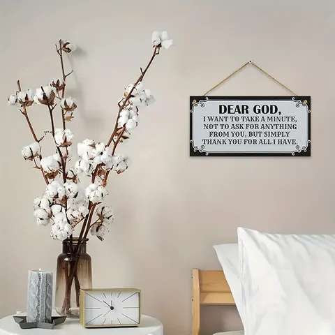 Wooden Wall Hanging Sign Dear God Prayer Quote Rustic Wood Plaque Home Door Wall Decor Inspirational Hanging Ornament