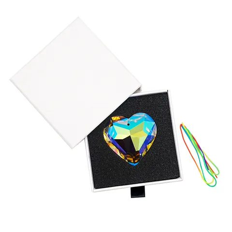 Colgante de Corazón de Cristal Atrapasol Con Caja de Regalo Adorno Colgante de Prisma de Arcoíris Para Boda Fiesta Decoración Joyería