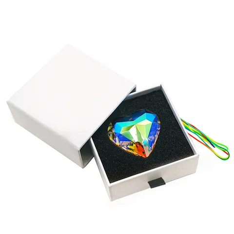Colgante de Corazón de Cristal Atrapasol Con Caja de Regalo Adorno Colgante de Prisma de Arcoíris Para Boda Fiesta Decoración Joyería