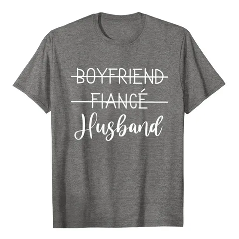 Men Casual Cotton Blend T-Shirt Funny Husband Letter Print Short Sleeve Crew Neck Summer Streetwear Fashion Top