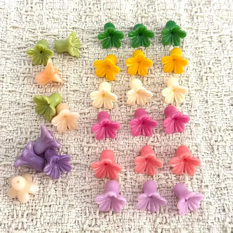 Shell Powder Embossed Morning Glory Loose Beads Through Hole Flower DIY Jewelry Hair Accessories Craft Making