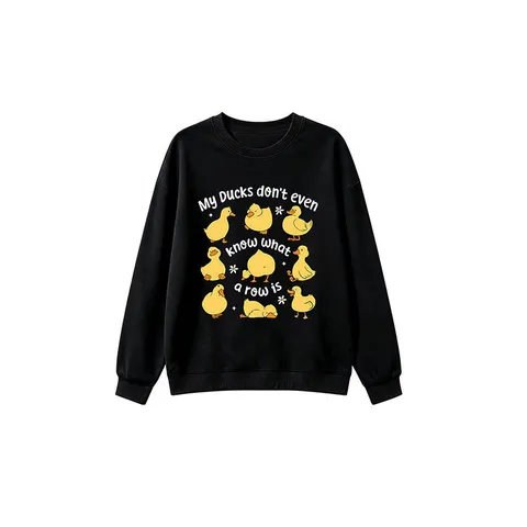Felpa con Cappuccio per Bambini Simpatico Cartone Animato Anatra Grafica Stampa Manica Lunga Girocollo Pullover Casuale Misto Cotone
