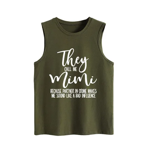 Women's Casual Sleeveless Tank Top Loose Cotton Printed Letter Vest Top For Summer Daily Wear Fashion Outdoor Top