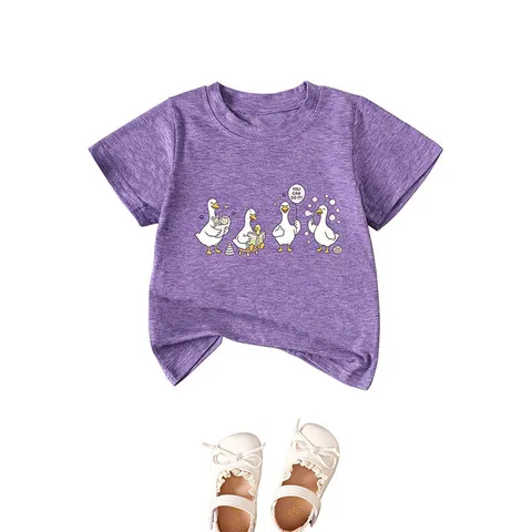 Kinder Cartoon Ente Slogan Kurzarm T-Shirt Lässig Baumwollmischung Rundhalsausschnitt Grafik Tee Top Für Jungen Mädchen Sommerbekleidung
