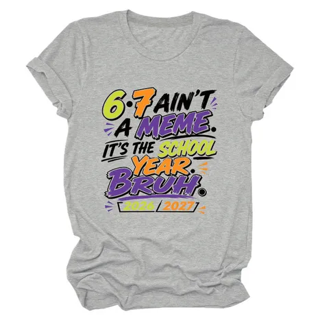 Dames Casual Katoenmix Bedrukt T-shirt Ronde Hals Korte Mouw Top Met Meme Slogan Graphic Voor De Zomer Dagelijks