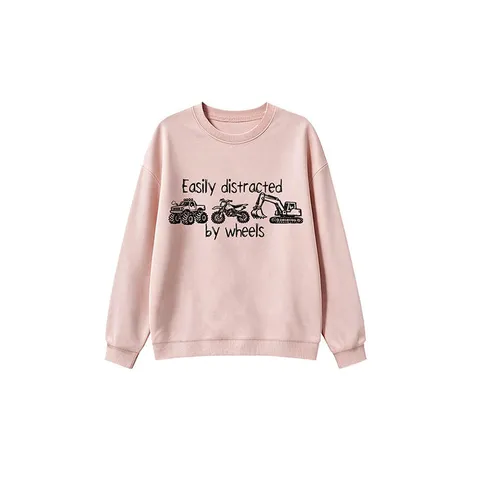 Kids Round Neck Long Sleeve Sweatshirt Casual Cotton Blend Graphic Print Vehicle Top For Boys Girls Everyday Clothes