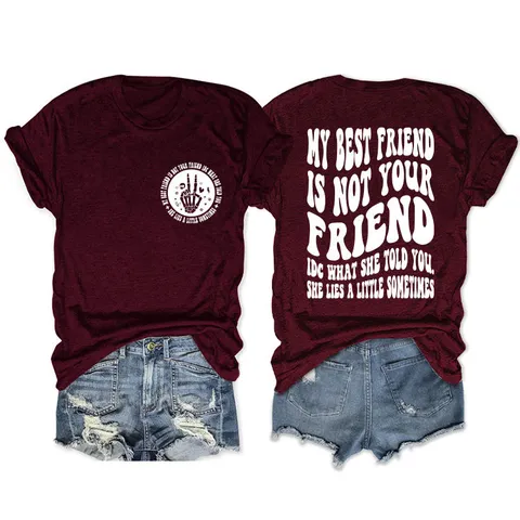 Women's Casual Cotton Blend T-Shirt Graphic Print Skull Hand Letter Print Round Neck Short Sleeve Loose Fit Top