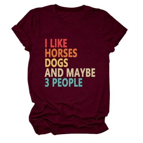 Dames Casual Katoenmix T-Shirt Letter Print Ronde Hals Korte Mouw Top Losse Half Lange Bedrukte Graphic Tee