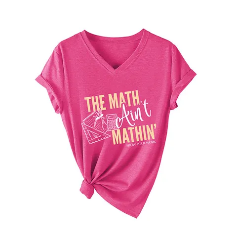 Maglietta da Donna Casual Scollo a V in Cotone con Stampa Grafica Manica Corta Top Largo con Nodo