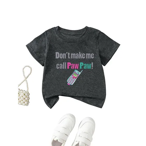 Kids Euro-American Casual Cotton Polyester Blend Crew Neck Short Sleeve Printed Graphic T-Shirt Top For Unisex Children Daily Outwear