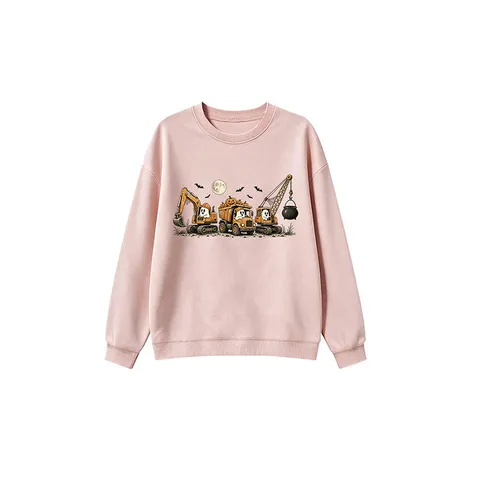 Kinder Halloween Pullover Sweatshirt Lustiger Geist Bagger Druck Rundhals Polyester Baumwolle Sweatshirt Langarm Lässiges Top Für Jungen Mädchen