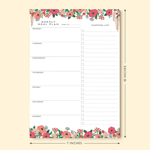 Bloc-Notes Magnétique de Menu Hebdomadaire Planificateur Floral Liste de Courses Mémo Pour Réfrigérateur Bureau Maison