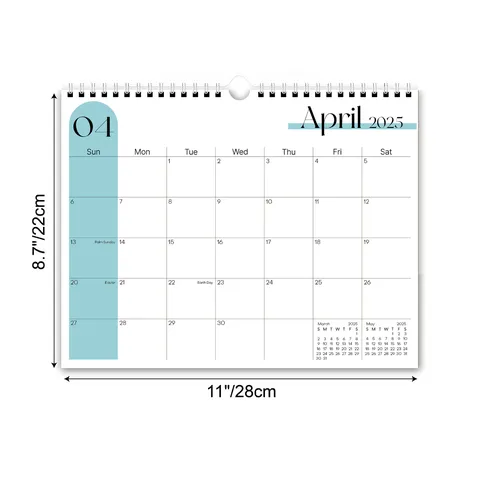 Calendrier Mural Minimaliste Couleur Macaron Reliure Spirale Calendrier Mensuel Suspendu Pour Bureau Décoration Maison