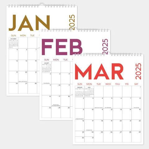 Calendrier Mural 2025 Planificateur Mensuel Calendrier Anglais Minimaliste Carnet d'Horaire Bureau Maison Cadeau