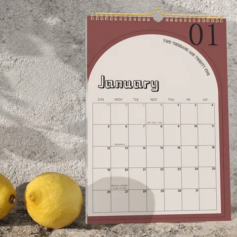 Calendrier Mural Minimaliste Version Anglaise Reliure Spirale Planificateur d'Agenda Pour Bureau Maison