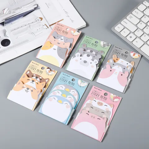 Bloc-Notes Adhésifs en Forme d'Animal de Dessin Animé Mignon Bloc-Notes Créatif Design d'Animal Mignon Pour Bureau École Élève