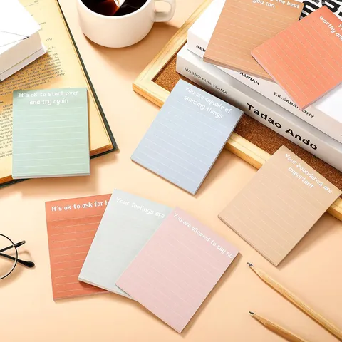 Morandi Color Sticky Notes Motivational Quote Memo Pads Cute Retro Self Adhesive Notes For Office School Student