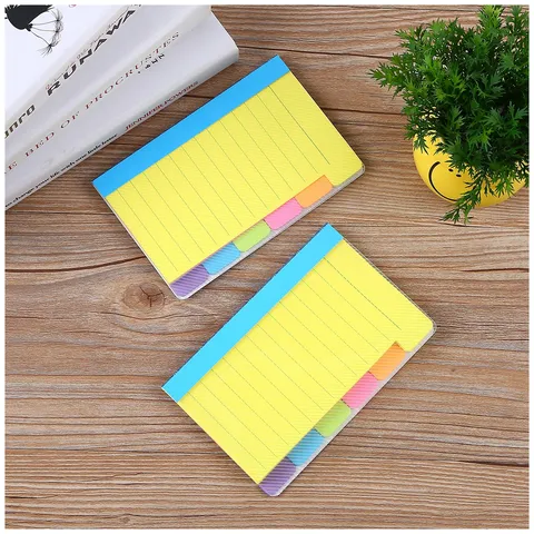Bloc-Notes Notes Adhésives Couverture PP Bloc-Notes Jaune Avec Onglets Adhésifs Colorés Pour Fournitures de Bureau et d'École