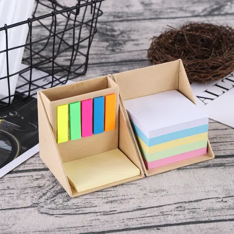 Support de Notes Adhésives de Bureau Ensemble de Blocs-Notes Cube Avec des Onglets d'Index Colorés Pour Fournitures Scolaires