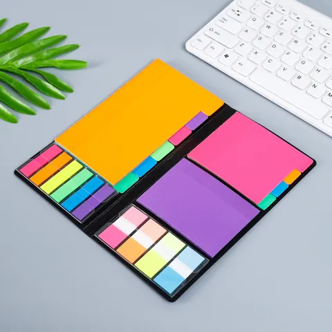 Notes Adhésives Cartoon Créatives Mignon Bloc-Notes Coloré Bloc-Notes de Bureau Détachable Housse en Cuir PU Papeterie Quotidienne