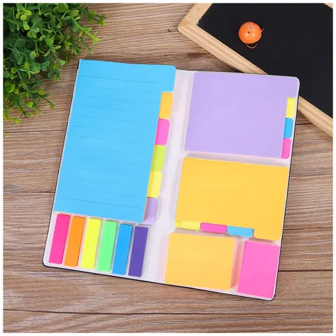 Ensemble de Blocs-Notes Adhésifs Multifonctionnel Business Cahier en Cuir PU Fournitures de Bureau