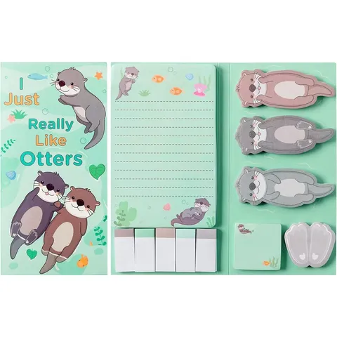 Lindo Conjunto de Notas Adhesivas de Animales de Dibujos Animados Bloc de Notas Con Forma Lengüetas Adhesivas Papelería Oficina Escuela