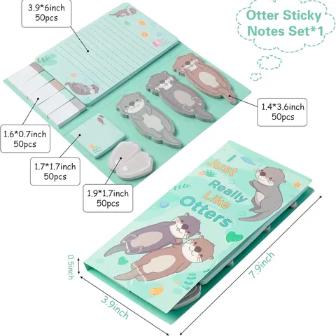 Lindo Conjunto de Notas Adhesivas de Animales de Dibujos Animados Bloc de Notas Con Forma Lengüetas Adhesivas Papelería Oficina Escuela