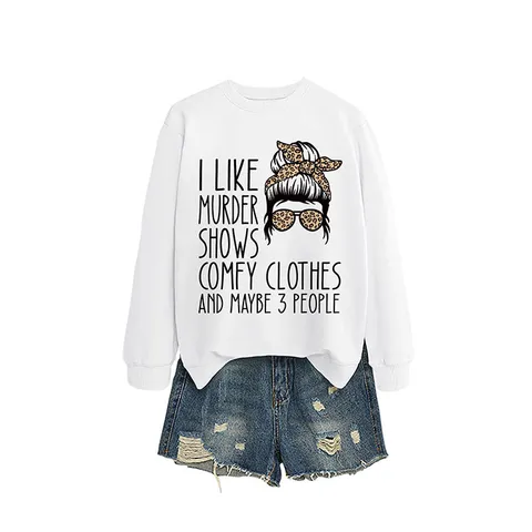 Women Casual Western Style Crew Neck Pullover Long Sleeve Top Printed Graphic Letter Slogan Loose Sweatshirt For Everyday Wear