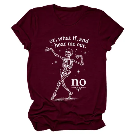 Γυναικείο T-Shirt με Αστείο Σκελετό που Χορεύει Βαμβακερό Casual Στρογγυλή Λαιμόκοψη Κοντομάνικο Top Gothic Tee