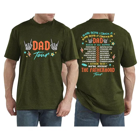 Herren DAD Tour Bedrucktes T-Shirt Baumwollmischung Lockere Passform Grafik Tee Rock Style Sommer Kurzarm Lässig Top Vatertag Geschenk