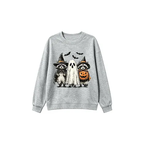 Halloween Kinder Waschbär Geist Fledermaus Bedruckt Baumwolle Sweatshirt Langarm Pullover Top Herbst Winter Freizeit Kleidung