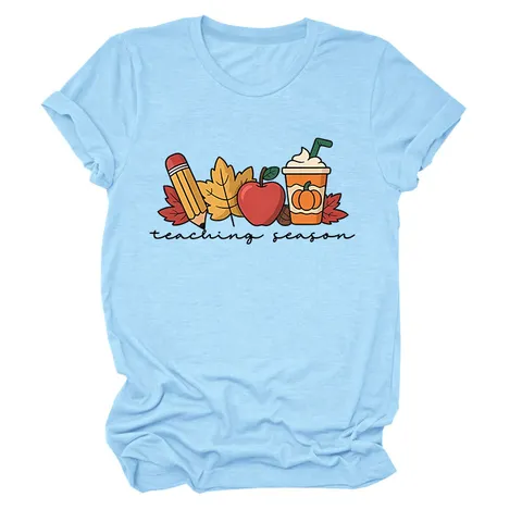 Γυναικείο Casual Βαμβακερό Τυπωμένο T-Shirt Στρογγυλή Λαιμόκοψη Κοντό Μανίκι Top Μόδα Κομψό Γραφικό Χαλαρό T-Shirt Καθημερινό