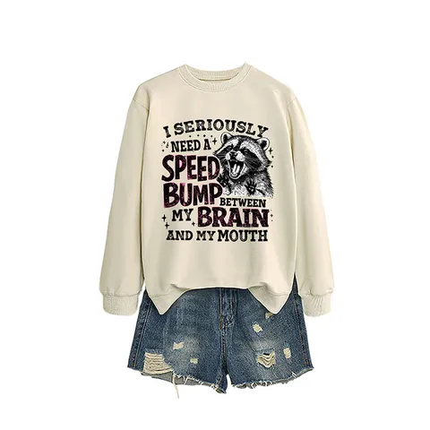 Damen Casual Baumwolle Rundhals Sweatshirt Lustig Waschbär Grafik Bedruckt Langarm Top Westlichen Stil Locker Pullover Kleidung
