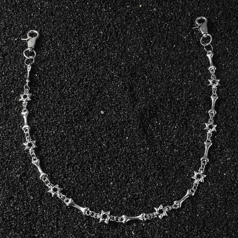 Hip Hop Heren Vintage Zilver Zinklegering Bot Pentagram Patchwork Broekketting Gothic Punk Taille Ketting Decoratieve Riem Accessoire
