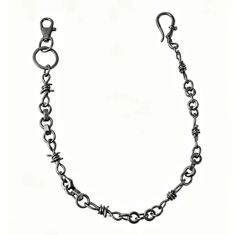 Chaîne de Taille Hip Hop Punk en Alliage de Zinc Vintage pour Homme Pendentif Aigle Épines Nouées Chaîne de Pantalon Gris Fusil Accessoire Décoratif