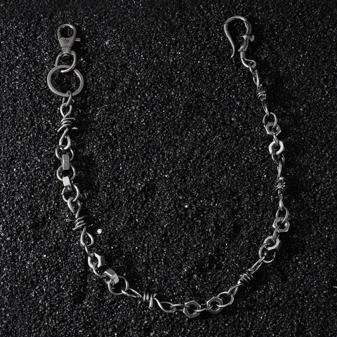 Chaîne de Taille Hip Hop Punk en Alliage de Zinc Vintage pour Homme Pendentif Aigle Épines Nouées Chaîne de Pantalon Gris Fusil Accessoire Décoratif