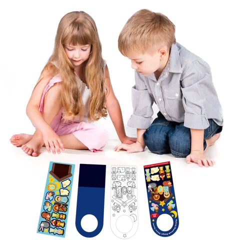 Kids Christmas Nativity Scene DIY Cartoon Sticker Door Hanger White Cardboard Holiday Party Decor Gift