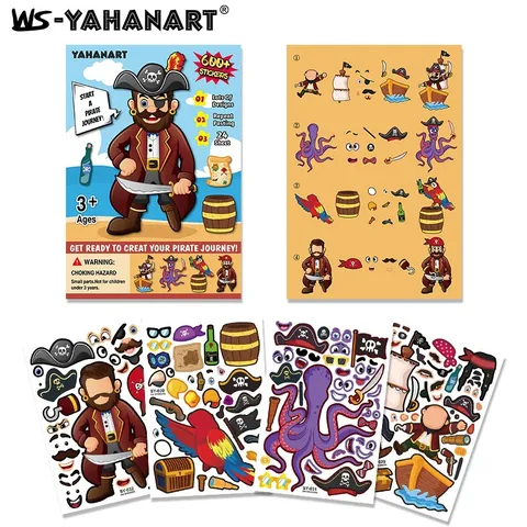 Pegatinas Infantiles De Expresión DIY Con Tema De Pirata De Dibujos Animados Pegatinas De Pared Decorativas De Papel Kraft Extraíbles Para Decoración Del Hogar