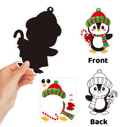 Niños Navidad DIY Tarjeta Pegatina Colgante Adornos Dibujos Animados Papá Noel Pan de Jengibre Árbol Decoración Fiesta Artesanía Regalo