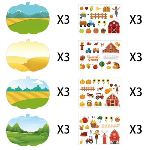 DIY Kürbis Thanksgiving Party Aufkleber Herbst Ernte Bauernhof Thema Dekor Abziehbilder Kinder Lernende DIY Bastelbedarf