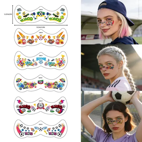 Copa del Mundo Fútbol Cara Pegatinas de Tatuaje Temporal Deporte Fan Carnaval Fiesta Maquillaje Transferencia Impermeable