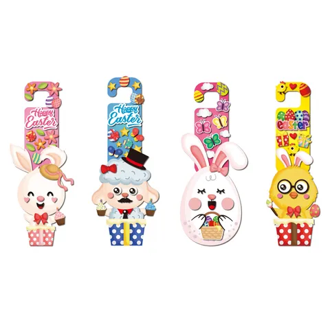 Pâques Dessin Animé Lapin Mouton Poussin Œuf DIY Ensemble de Suspension de Porte Décoration Murale de Fête Ornements Suspendus