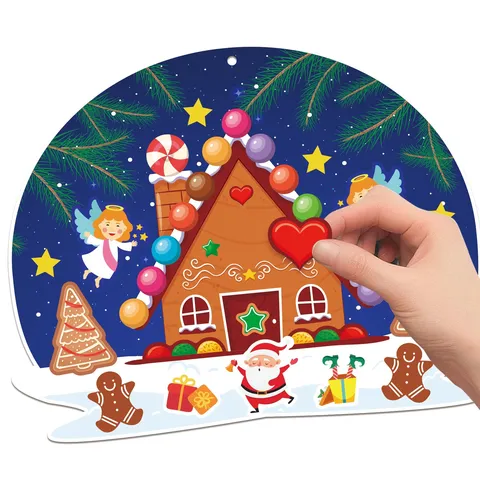 Pegatinas de Escena con Forma de Casita de Jengibre de Navidad para Niños Decoración de Fiesta de Vacaciones Manualidades Accesorios de Papel
