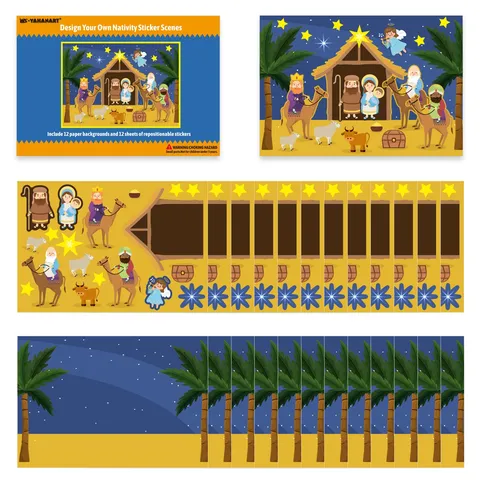 Niños DIY Navidad Escenas de Pegatinas de Natividad Set Niños Juguete Puzzle Educativo Historia Religiosa Pegatina de Pared Regalo de Vacaciones