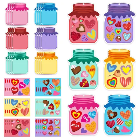 San Valentín Botella Corazón DIY Tarjeta de Felicitación Pegatinas Coloridas Y Cintas Para Decoración De Fiesta Y Regalo