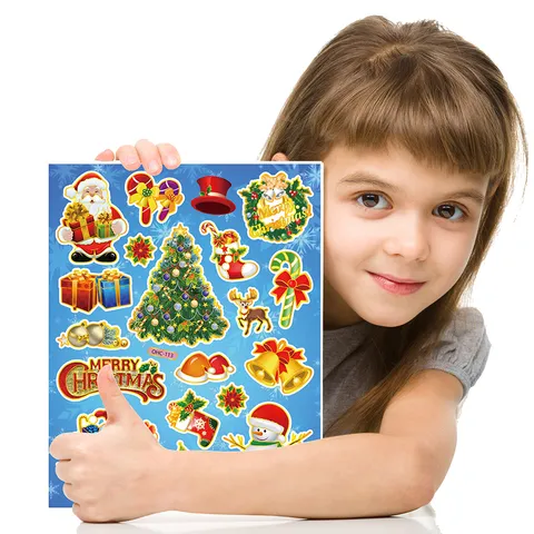 Pegatinas Decorativas de Bronceado de Navidad para Niños Adhesivos de Pared de Ventana Impermeables Pegatinas de Sellado de Regalos de Vacaciones