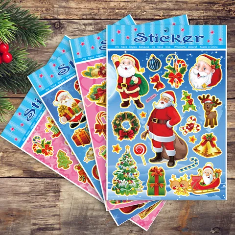 Pegatinas Decorativas de Bronceado de Navidad para Niños Adhesivos de Pared de Ventana Impermeables Pegatinas de Sellado de Regalos de Vacaciones