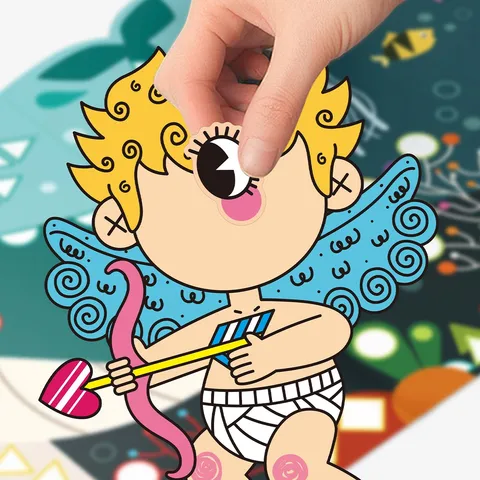 Kids Cartoon Valentine's Day Love DIY Expression Stickers Cute Couple Confession Party Game Decorative Paper Sticker Set